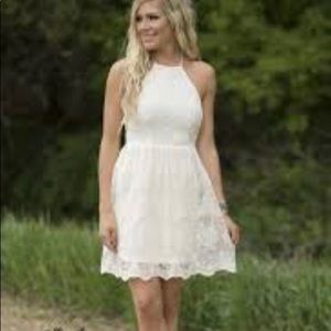 Cream String Neck Lace Dress Sz M